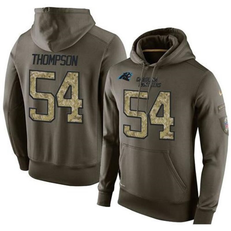 NFL Men's  Carolina Panthers #54 Shaq Thompson Stitched Green Olive Salute To Service KO Performance Hoodie