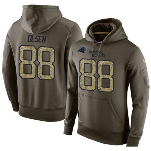6862aa5a87e54_1 NFL Men's Carolina Panthers #88 Greg Olsen Stitched Green Olive Salute To Service KO Performance Hoodie
