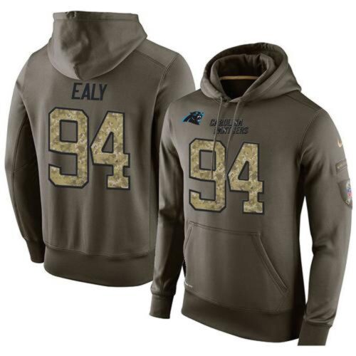 6862aa617a335_1 NFL Men's Carolina Panthers #94 Kony Ealy Stitched Green Olive Salute To Service KO Performance Hoodie