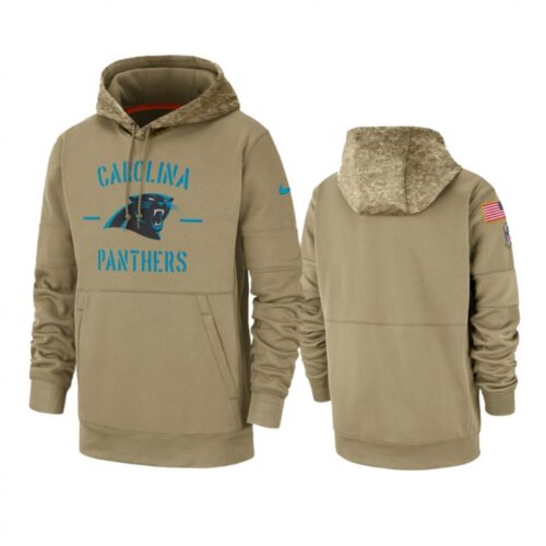 6862aa90c0567_1 Men's Carolina Panthers Tan 2019 Salute to Service Sideline Therma Pullover Hoodie