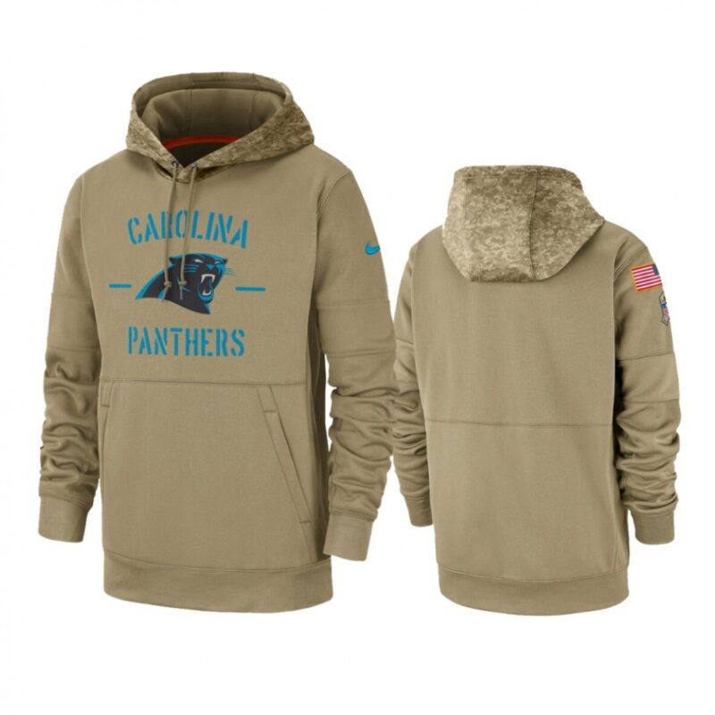 6862aa90c0567_1 Men's Carolina Panthers Tan 2019 Salute to Service Sideline Therma Pullover Hoodie