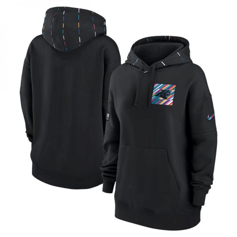 6862aaac19b01_1 Women's Carolina Panthers Black 2023 Crucial Catch Club Pullover Hoodie(Run Small)