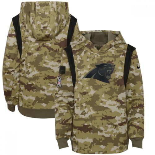 6862aae9a63db_1 Youth Carolina Panthers 2021 Camo Salute To Service Therma Performance Pullover Hoodie