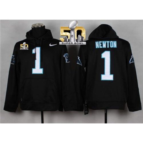 6862aaff74836_1 Carolina Panthers #1 Cam Newton Super Bowl 50 Pullover NFL Hoodie Black
