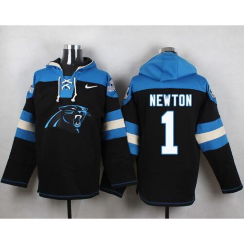 6862ab0a64d7c_1 Panthers #1 Cam Newton Black Player Pullover NFL Hoodie