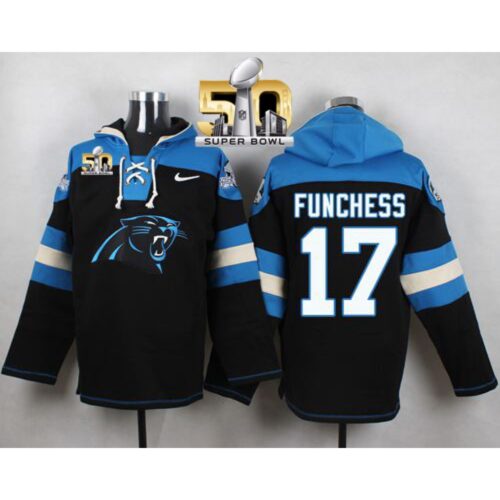 6862ab1a123fd_1 Panthers #17 Devin Funchess Black Super Bowl 50 Player Pullover NFL Hoodie