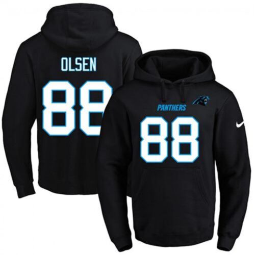 6862ab8aca2f5_1 Panthers #88 Greg Olsen Black Name & Number Pullover NFL Hoodie