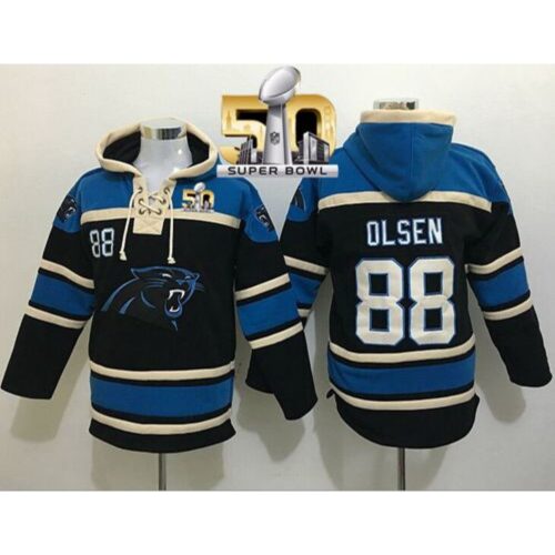 6862ab9296464_1 Panthers #88 Greg Olsen Black Super Bowl 50 Sawyer Hoodie Sweatshirt NFL Hoodie