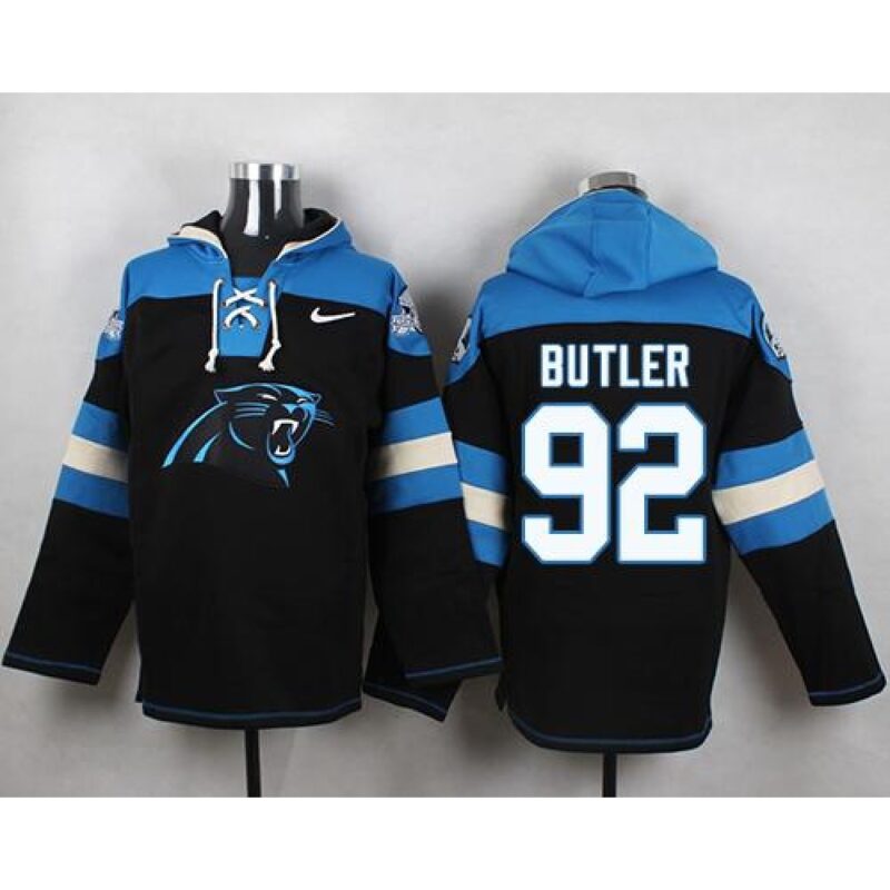 6862ab9d99041_1 Panthers #92 Vernon Butler Black Player Pullover NFL Hoodie