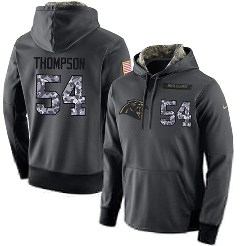 NFL Men's  Carolina Panthers #54 Shaq Thompson Stitched Black Anthracite Salute to Service Player Performance Hoodie
