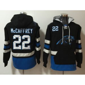 6862abe9d26db_1 Men's Carolina Panthers #22 Christian McCaffrey Black Ageless Must-Have Lace-Up Pullover Hoodie