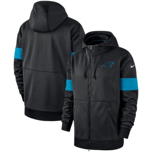 6862abf918c9c_1 Men's Carolina Panthers Black Sideline Performance Full-Zip Hoodie