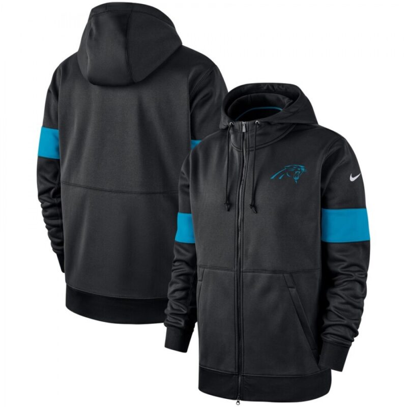 6862abf918c9c_1 Men's Carolina Panthers Black Sideline Performance Full-Zip Hoodie