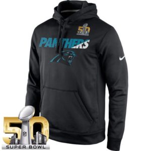 6862ac1c855f3_1 Men's Carolina Panthers Black Super Bowl 50 Kick Off Staff Performance Pullover Hoodie