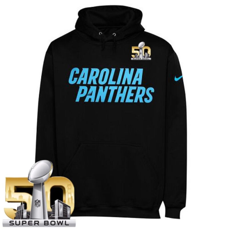 6862ac22e350a_1 Men's Carolina Panthers Black Super Bowl 50 KO Wordmark Performance Hoodie