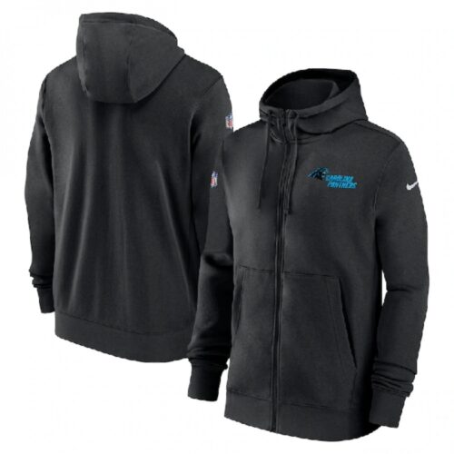 6862ac434d276_1 Men's Carolina Panthers Black Sideline Club Performance Full-Zip Hoodie