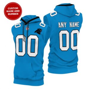 6862aca44c4bb_1 Men's Carolina Panthers Customized Blue Limited Edition Sleeveless Hoodie
