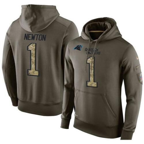 6862acd687970_1 NFL Men's Carolina Panthers #1 Cam Newton Stitched Green Olive Salute To Service KO Performance Hoodie