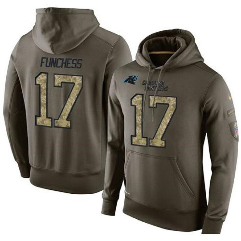 6862acde03b14_1 NFL Men's Carolina Panthers #17 Devin Funchess Stitched Green Olive Salute To Service KO Performance Hoodie