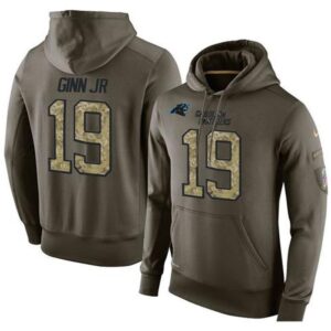 6862ace1a8e21_1 NFL Men's Carolina Panthers #19 Ted Ginn Jr Stitched Green Olive Salute To Service KO Performance Hoodie