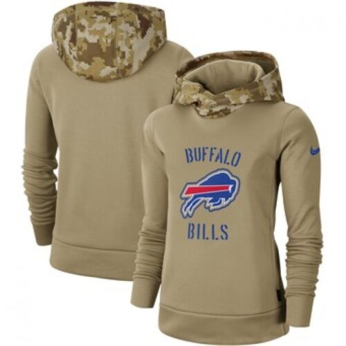 6862ad35d2eb1_1 Women's Buffalo Bills Khaki 2019 Salute to Service Therma Pullover Hoodie(Run Small)