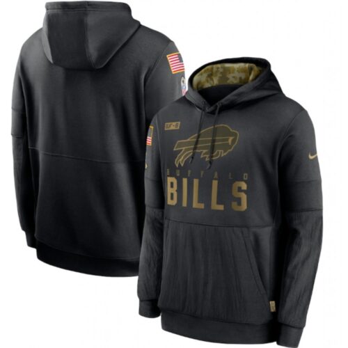 6862adf458a9f_1 Men's Buffalo Bills 2020 Black Salute to Service Sideline Performance Pullover Hoodie