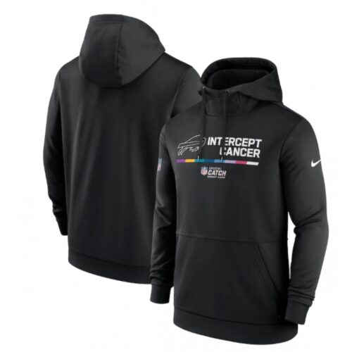 6862ae1bd96e2_1 Men's Buffalo Bills 2022 Black Crucial Catch Therma Performance Pullover Hoodie