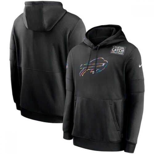 6862ae2247261_1 Men's Buffalo Bills 2020 Black Crucial Catch Sideline Performance Pullover Hoodie