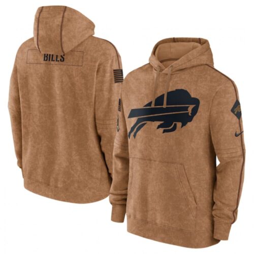 6862ae444a271_1 Men's Buffalo Bills 2023 Brown Salute to Service Pullover Hoodie
