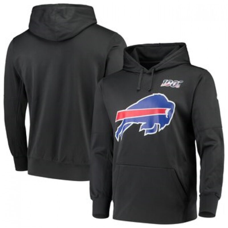 6862ae4e04378_1 Men's Buffalo Bills Charcoal 100th Season Primary Logo Circuit Performance NFL Pullover Hoodie