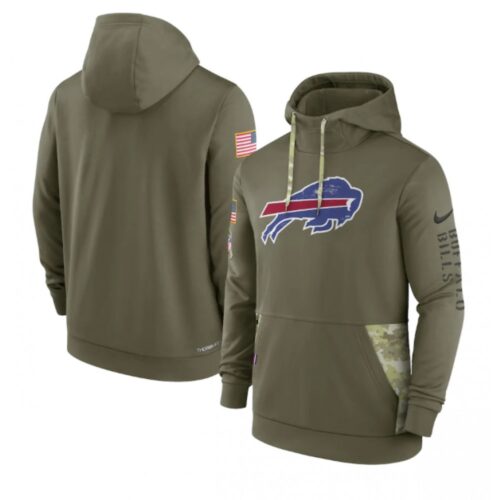 6862aecb9bb82_1 Men's Buffalo Bills 2022 Olive Salute to Service Therma Performance Pullover Hoodie