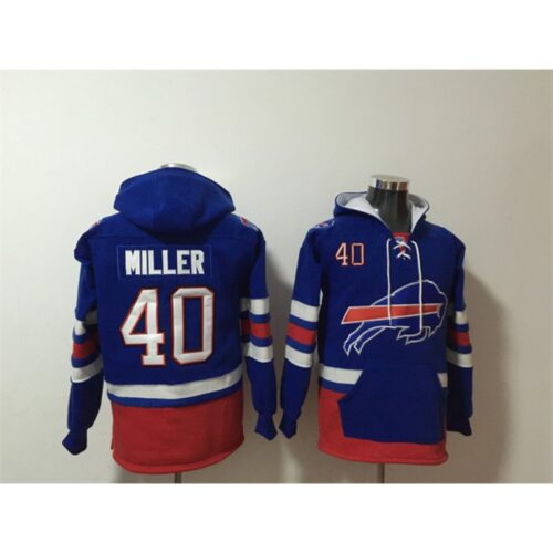 6862af11c7362_1 Men's Buffalo Bills #40 Von Miller Royal Ageless Must-Have Lace-Up Pullover Hoodie