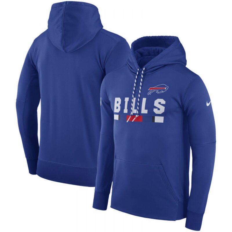 6862af1fa462f_1 Men's Buffalo Bills Royal Sideline Team Name Performance Pullover Hoodie
