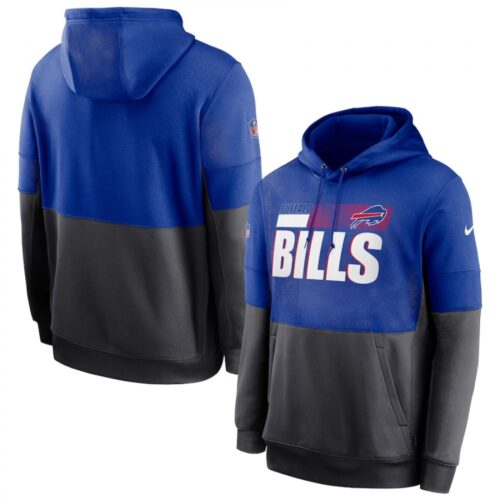6862af6322db9_1 Men's Buffalo Bills Royal/Charcoal Sideline Impact Lockup Performance Pullover Hoodie