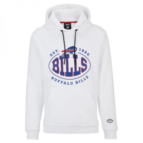 6862af75c9179_1 Men's Buffalo Bills White BOSS X Touchback Pullover Hoodie