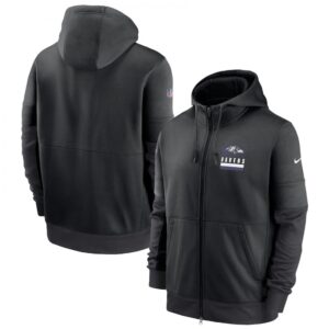6862af8f9238a_1 Men's Baltimore Ravens Black Sideline Impact Lockup Performance Full-Zip Hoodie