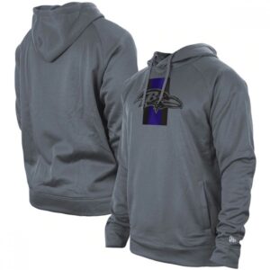 6862afb8ad53d_1 Men's Baltimore Ravens Gray New Era Training Camp Raglan Pullover Hoodie