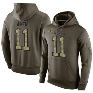 6862afbc23b26_1 NFL Men's Baltimore Ravens #11 Kamar Aiken Stitched Green Olive Salute To Service KO Performance Hoodie