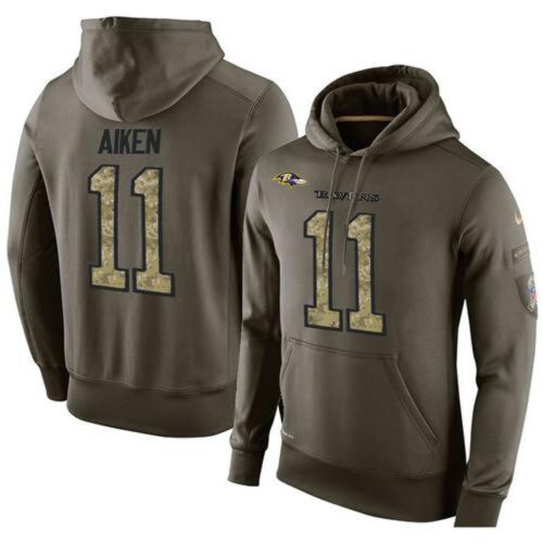 6862afbc23b26_1 NFL Men's Baltimore Ravens #11 Kamar Aiken Stitched Green Olive Salute To Service KO Performance Hoodie