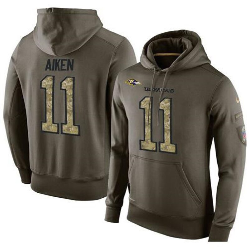 6862afbc23b26_1 NFL Men's Baltimore Ravens #11 Kamar Aiken Stitched Green Olive Salute To Service KO Performance Hoodie