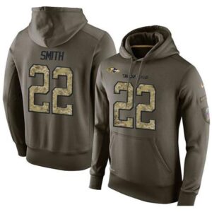 6862afc71b698_1 NFL Men's Baltimore Ravens #22 Jimmy Smith Stitched Green Olive Salute To Service KO Performance Hoodie