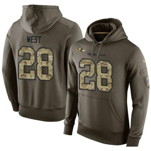 6862afcf8fe11_1 NFL Men's Baltimore Ravens #28 Terrance West Stitched Green Olive Salute To Service KO Performance Hoodie