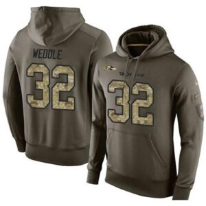 6862afd352472_1 NFL Men's Baltimore Ravens #32 Eric Weddle Stitched Green Olive Salute To Service KO Performance Hoodie