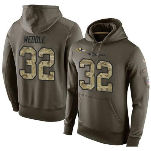 6862afd352472_1 NFL Men's Baltimore Ravens #32 Eric Weddle Stitched Green Olive Salute To Service KO Performance Hoodie