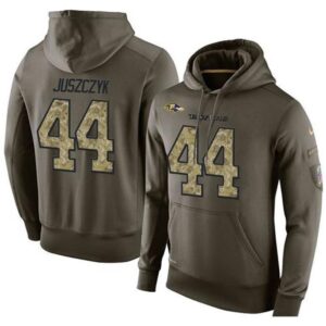 6862afdb0b46a_1 NFL Men's Baltimore Ravens #44 Kyle Juszczyk Stitched Green Olive Salute To Service KO Performance Hoodie