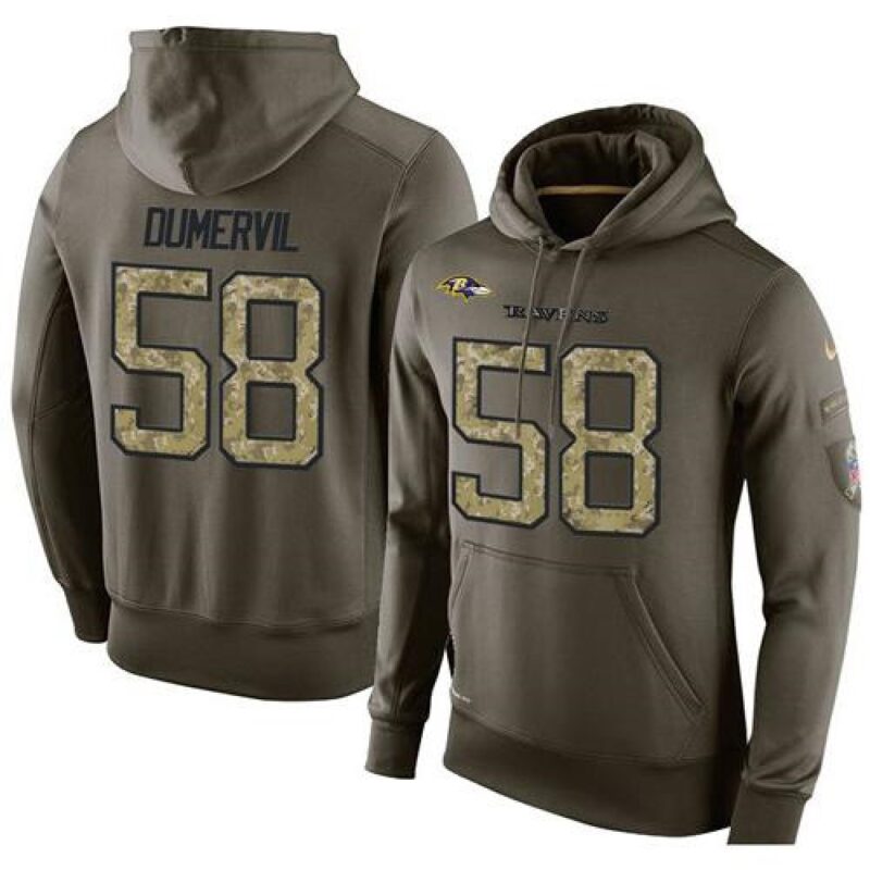 6862aff55dca7_1 NFL Men's Baltimore Ravens #58 Elvis Dumervil Stitched Green Olive Salute To Service KO Performance Hoodie