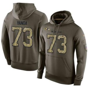 6862aff96d1b2_1 NFL Men's Baltimore Ravens #73 Marshal Yanda Stitched Green Olive Salute To Service KO Performance Hoodie