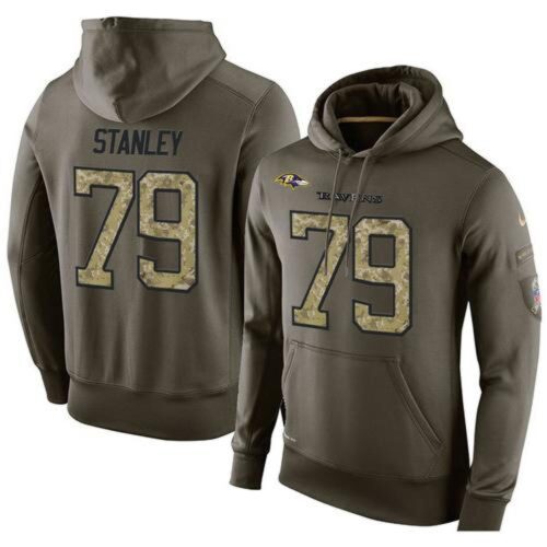 6862affd73f27_1 NFL Men's Baltimore Ravens #79 Ronnie Stanley Stitched Green Olive Salute To Service KO Performance Hoodie