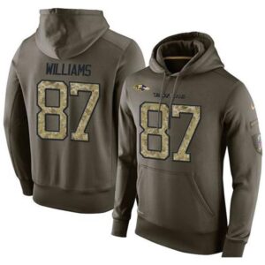 6862b00122920_1 NFL Men's Baltimore Ravens #87 Maxx Williams Stitched Green Olive Salute To Service KO Performance Hoodie