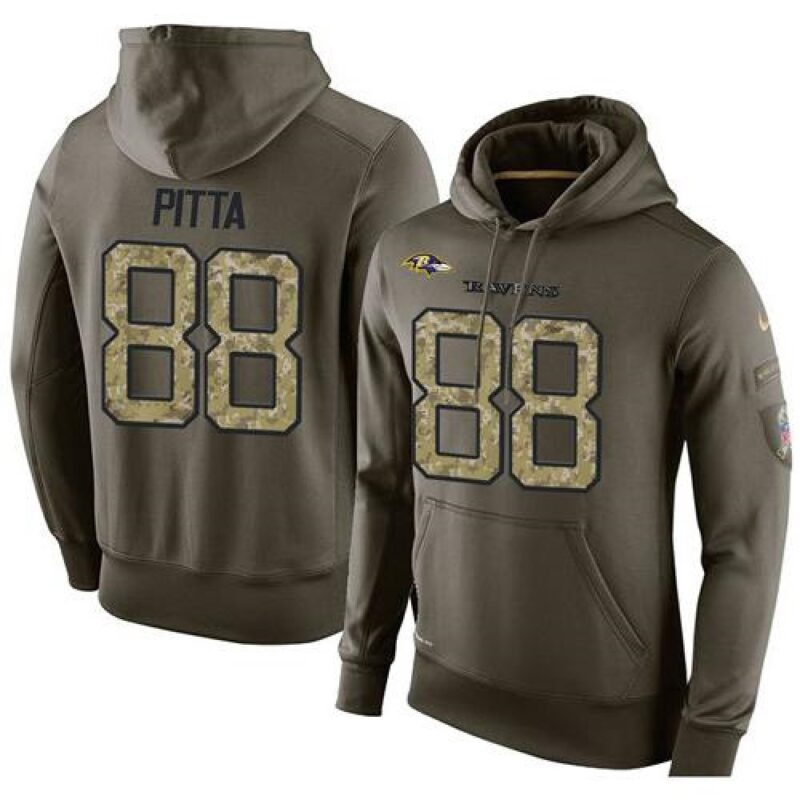 6862b004cbccb_1 NFL Men's Baltimore Ravens #88 Dennis Pitta Stitched Green Olive Salute To Service KO Performance Hoodie